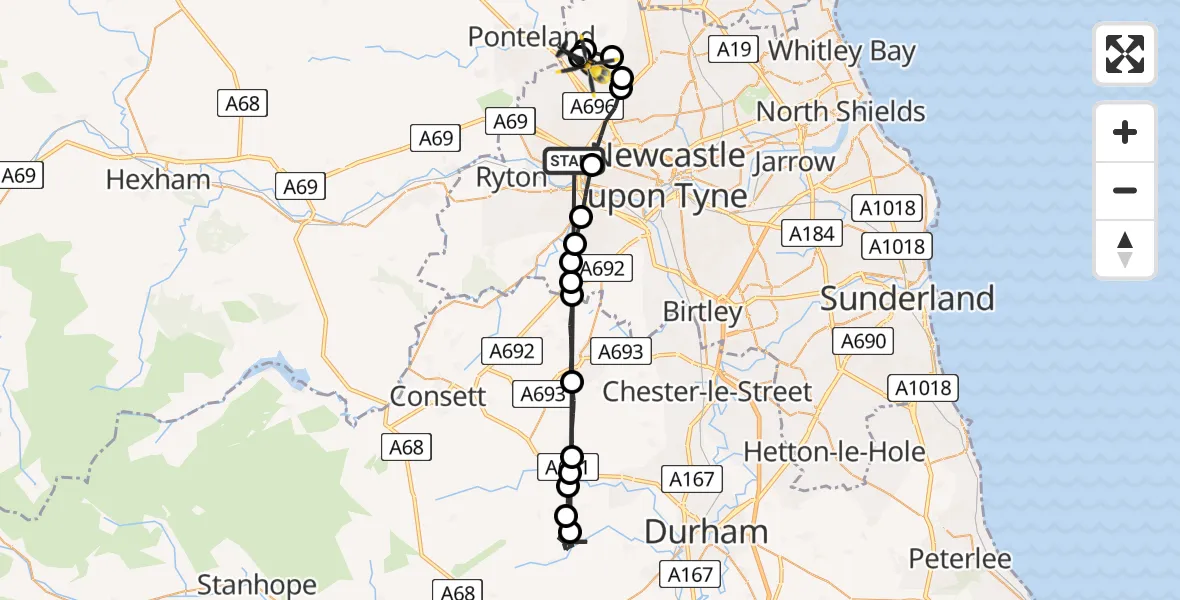 Flight route Police Helicopter Blucher - Newcastle International Airport, 31 May 2026, 07:14