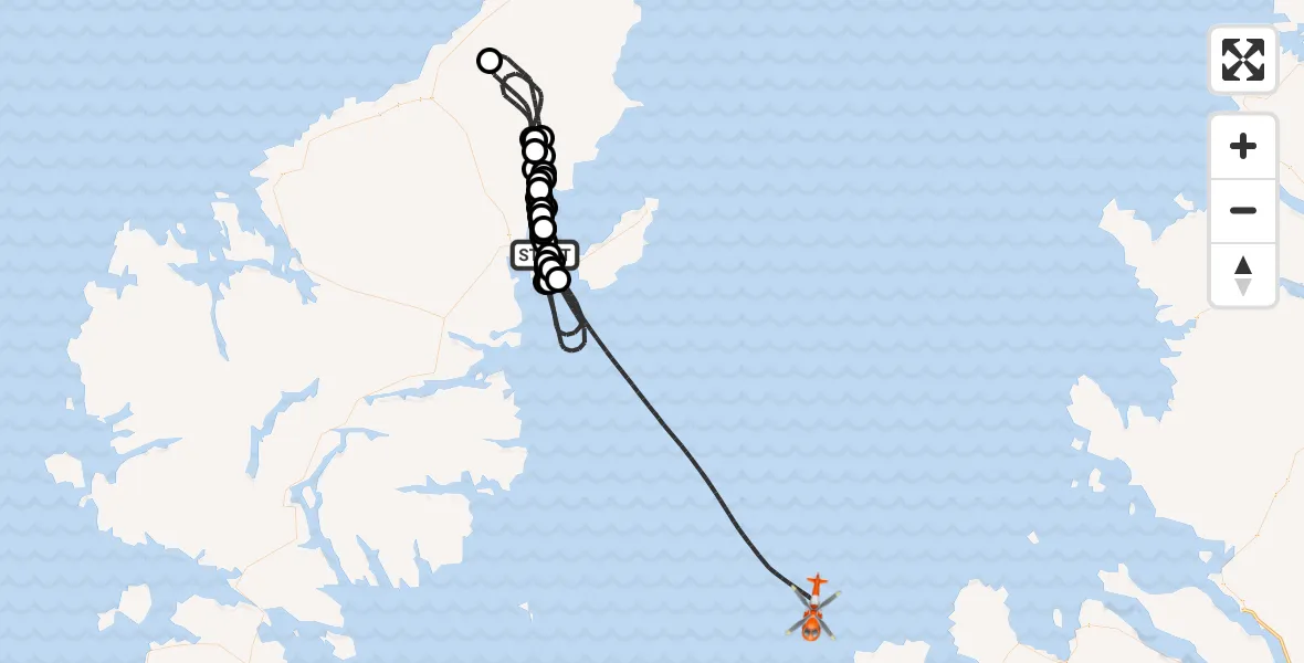 Flight route Coastguard Helicopter Stornoway Airport - Inner Seas, 31 May 2026, 08:45