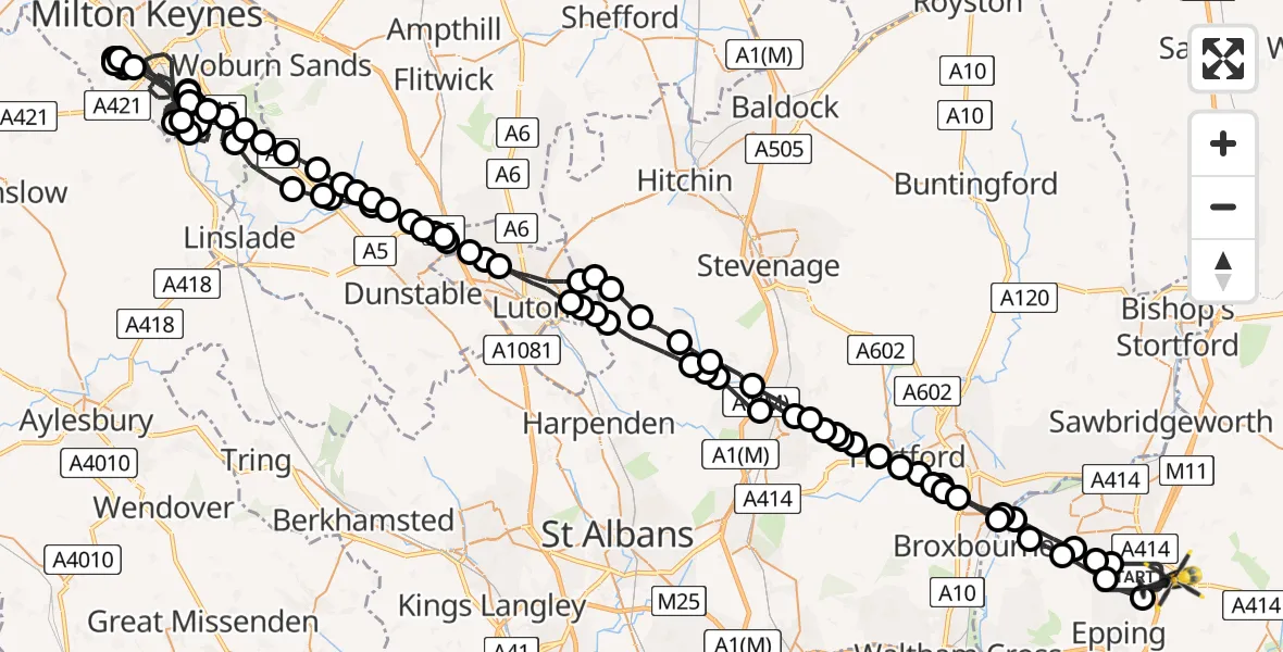 Flight route Police Helicopter North Weald Bassett - North Weald Airfield, 31 May 2026, 10:27