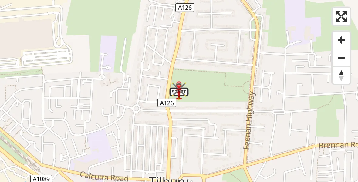 Flight route Air Ambulance Helicopter Tilbury - Tilbury, 31 May 2026, 10:38