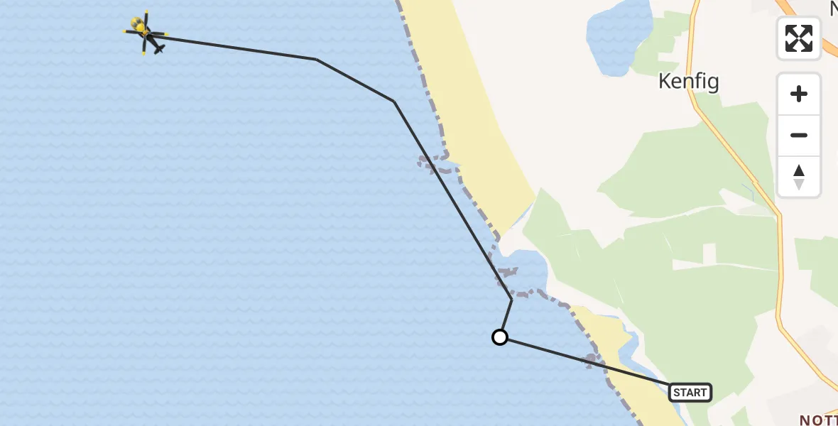 Flight route Police Helicopter Porthcawl - Bristol Channel, 31 May 2026, 12:24