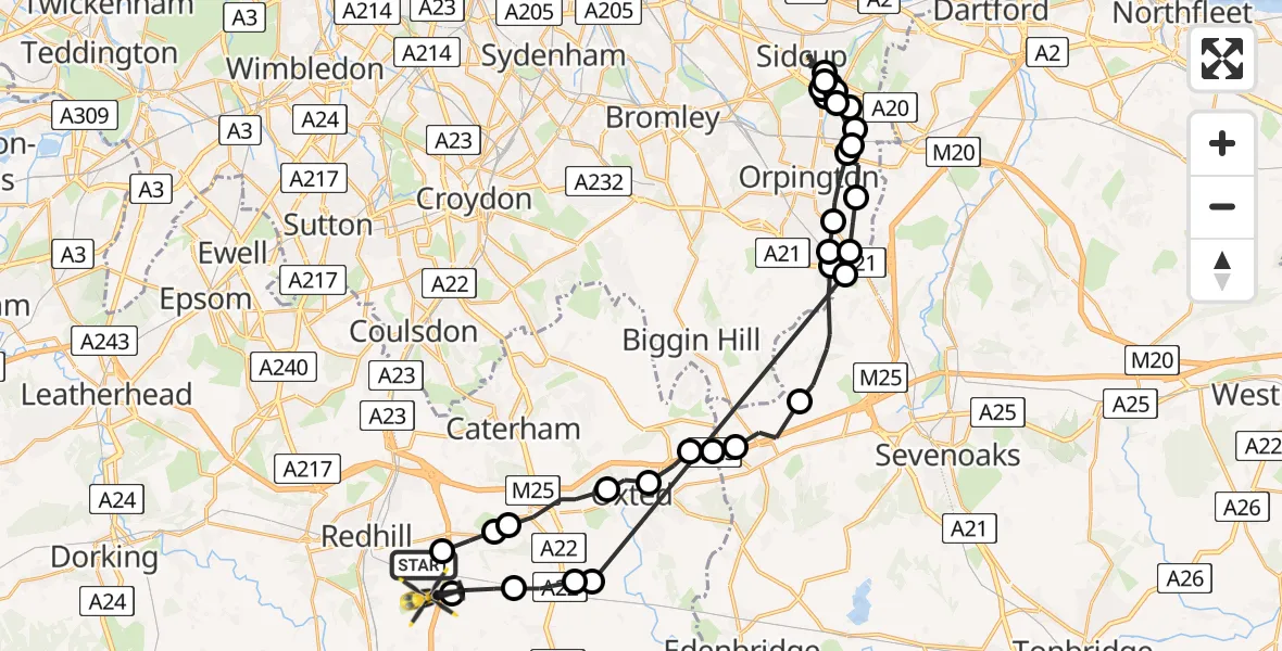 Flight route Police Helicopter South Nutfield - South Nutfield, 31 May 2026, 12:31