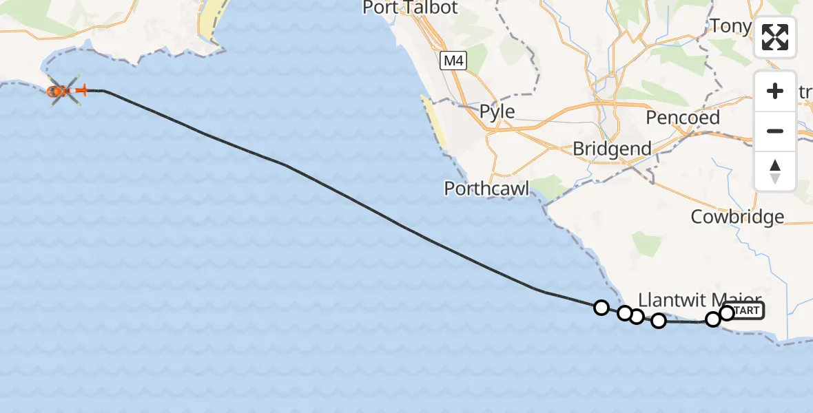 Flight route Coastguard Helicopter MOD St Athan - Bristol Channel, 31 May 2026, 13:04