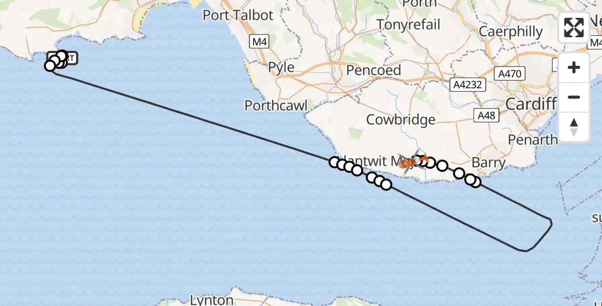 Flight route Coastguard Helicopter Nicholaston - MOD St Athan, 31 May 2026, 13:30