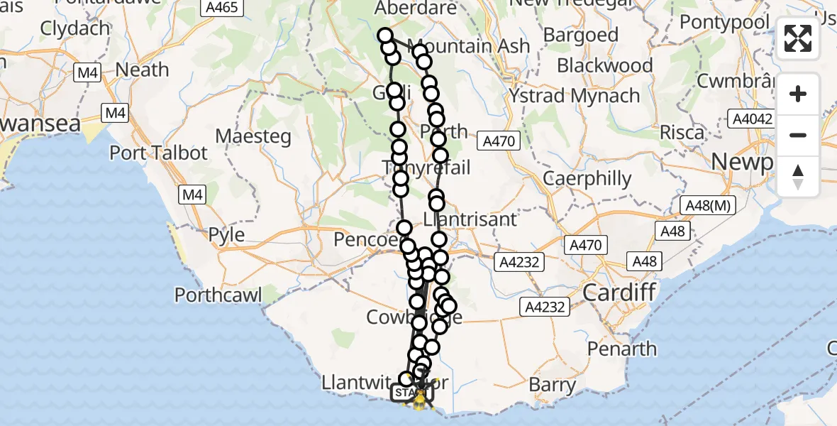 Flight route Police Helicopter MOD St Athan - MOD St Athan, 31 May 2026, 14:51