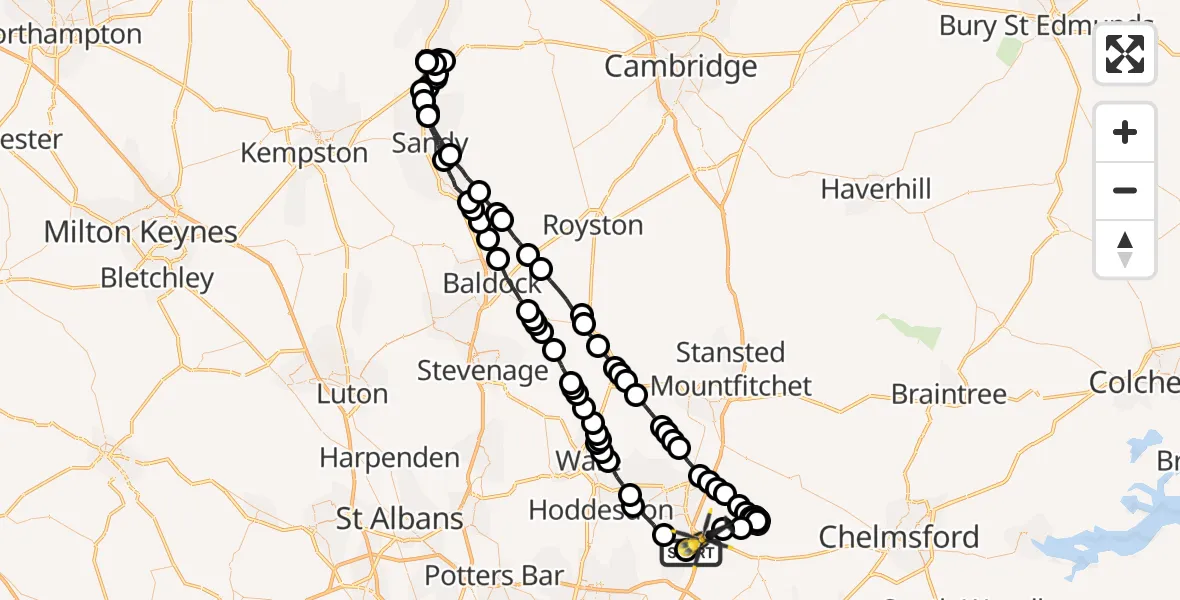 Flight route Police Helicopter North Weald Bassett - North Weald Bassett, 31 May 2026, 15:13