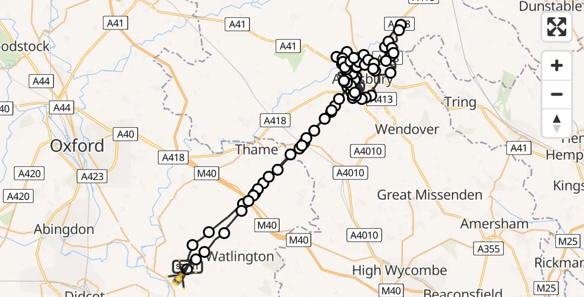 Flight route Police Helicopter Ewelme - Benson, 31 May 2026, 15:44