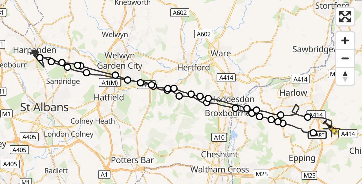 Flight route Police Helicopter North Weald Bassett - North Weald Bassett, 31 May 2026, 16:41