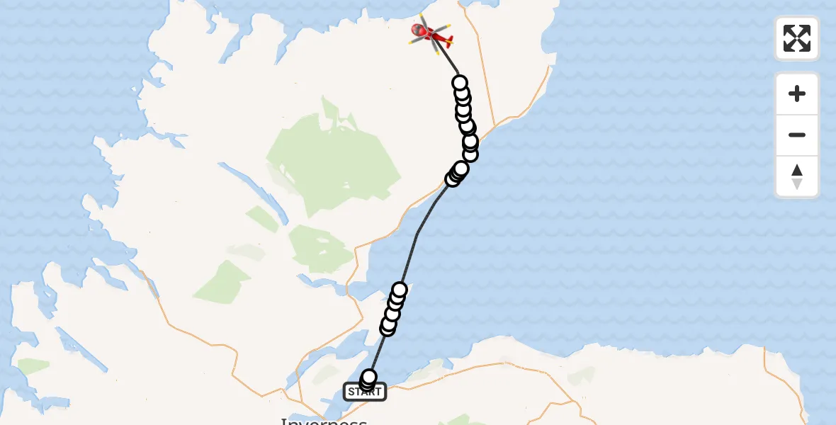 Flight route Air Ambulance Helicopter Ardersier - Broubster, 31 May 2026, 17:22
