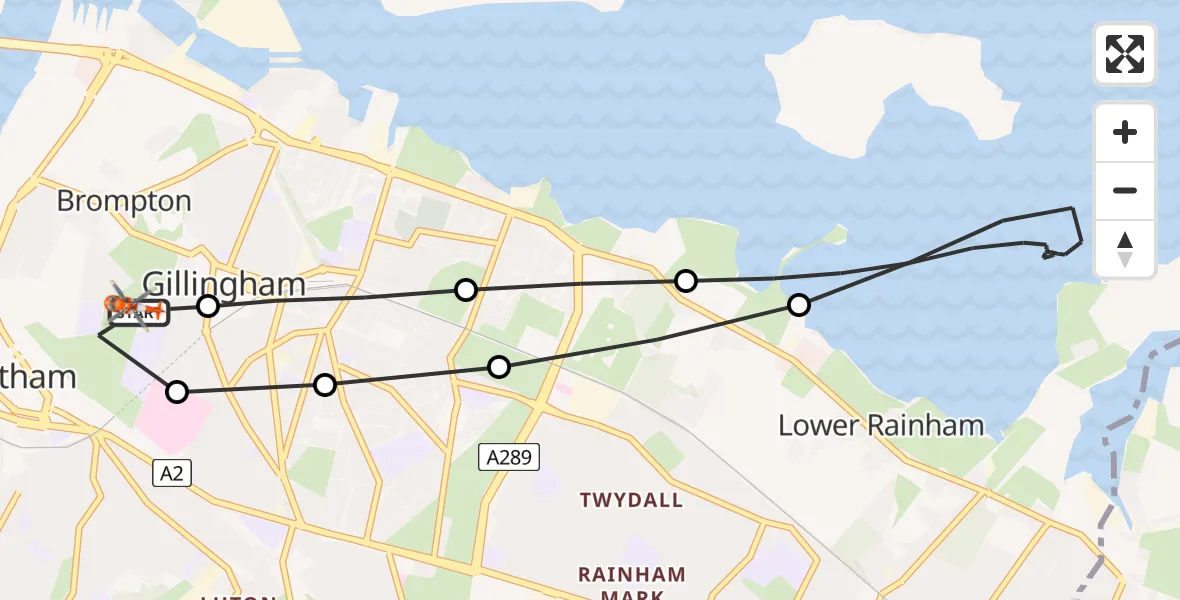 Flight route Coastguard Helicopter Chatham - Chatham, 31 May 2026, 17:38