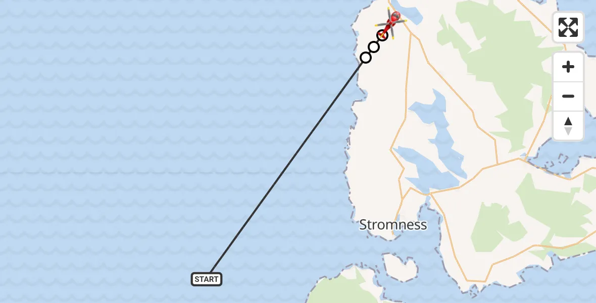 Flight route Air Ambulance Helicopter North Atlantic Ocean - Twatt, 31 May 2026, 18:04