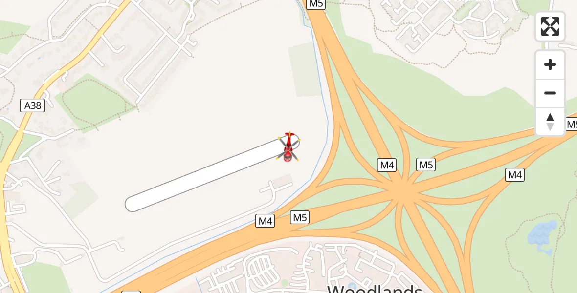 Flight route Air Ambulance Helicopter Almondsbury Helicopter Base - Almondsbury Helicopter Base, 31 May 2026, 18:21