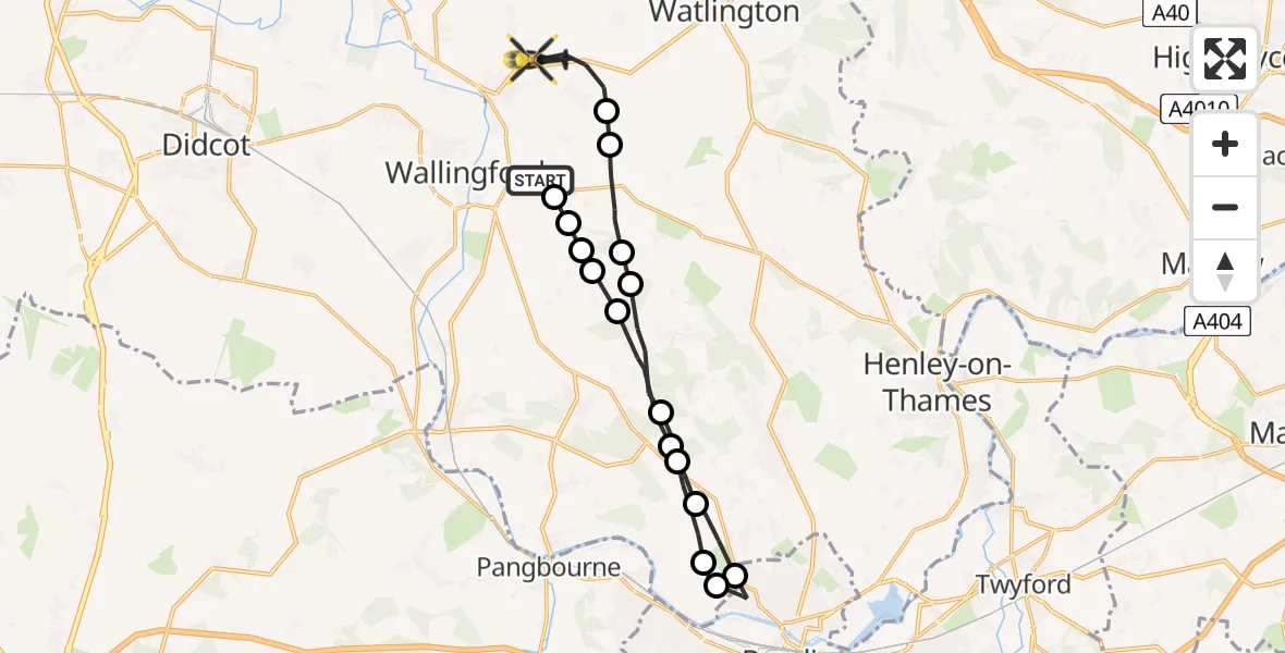 Flight route Police Helicopter Crowmarsh Gifford - Benson, 31 May 2026, 19:25