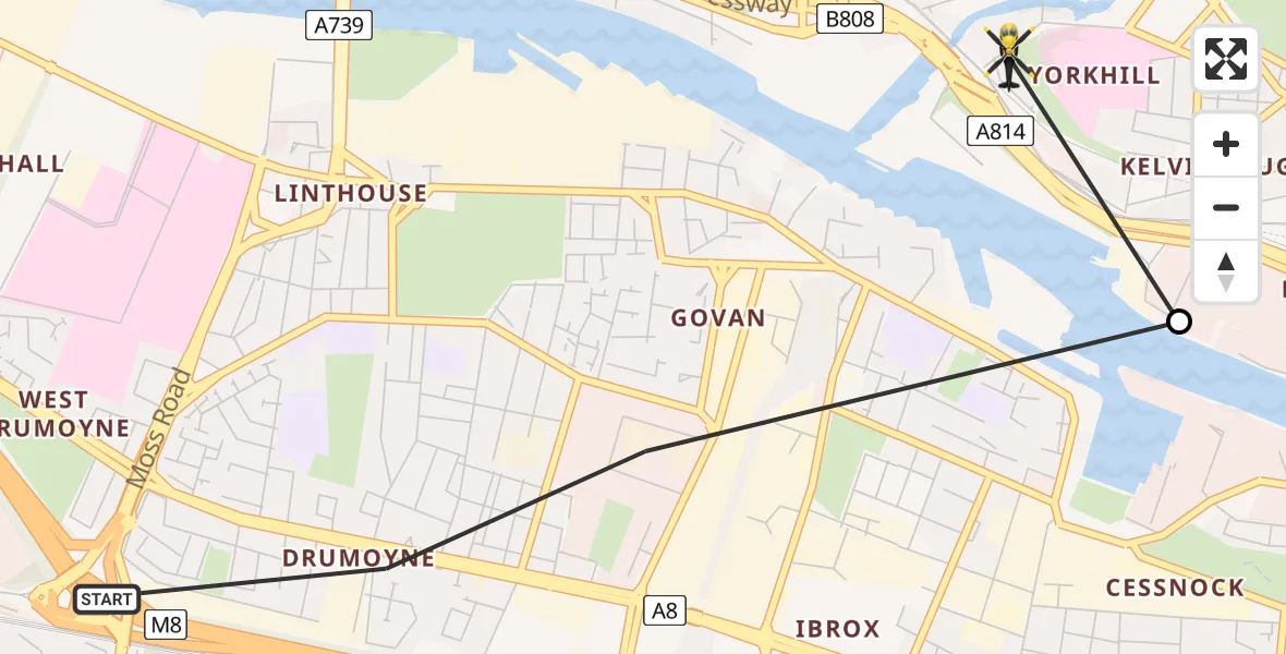 Flight route Police Helicopter Glasgow - Glasgow, 31 May 2026, 22:48