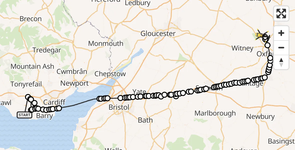 Flight route Police Helicopter MOD St Athan - Shipton-on-Cherwell, 01 June 2026, 07:16