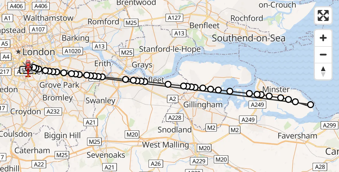 Flight route Air Ambulance Helicopter Kings College London Hospital - Kings College London Hospital, 01 June 2026, 10:12