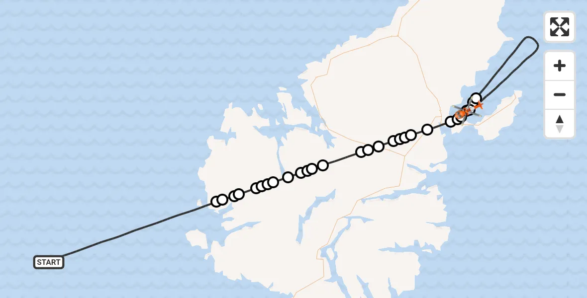 Flight route Coastguard Helicopter North Atlantic Ocean - Mealabost, 01 June 2026, 12:07