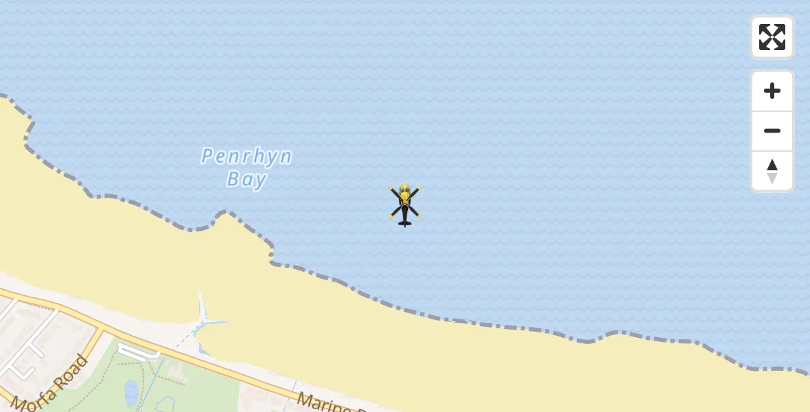 Flight route Police Helicopter Colwyn Bay - Colwyn Bay, 01 June 2026, 15:12