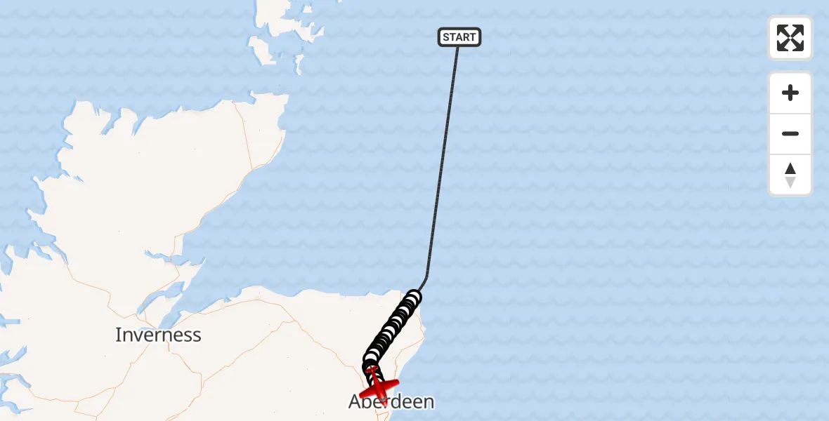 Flight route Air Ambulance Aircraft North Sea - Cothal, 01 June 2026, 16:02