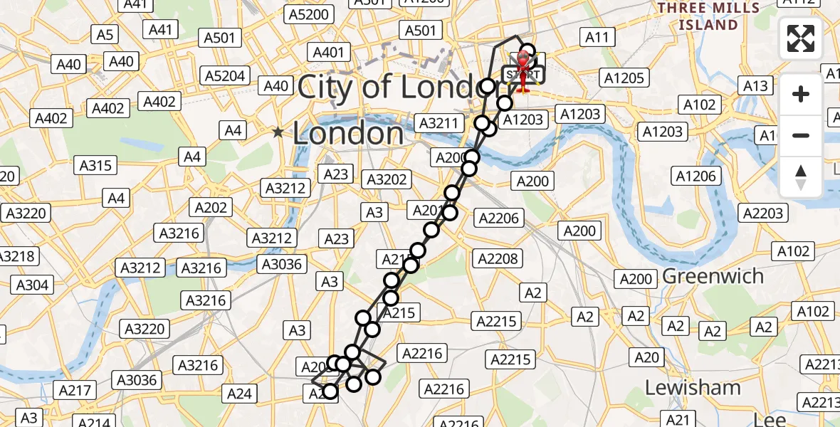 Flight route Air Ambulance Helicopter Royal London Hospital - Royal London Hospital, 01 June 2026, 17:54