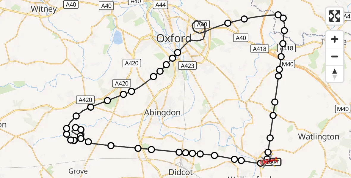 Flight route Air Ambulance Helicopter RAF Benson - RAF Benson, 02 June 2026, 07:37