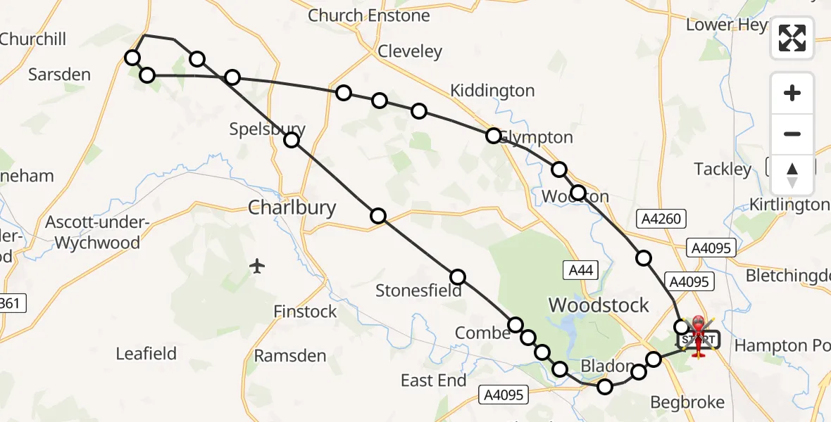 Flight route Air Ambulance Helicopter London Oxford Airport - London Oxford Airport, 02 June 2026, 08:41