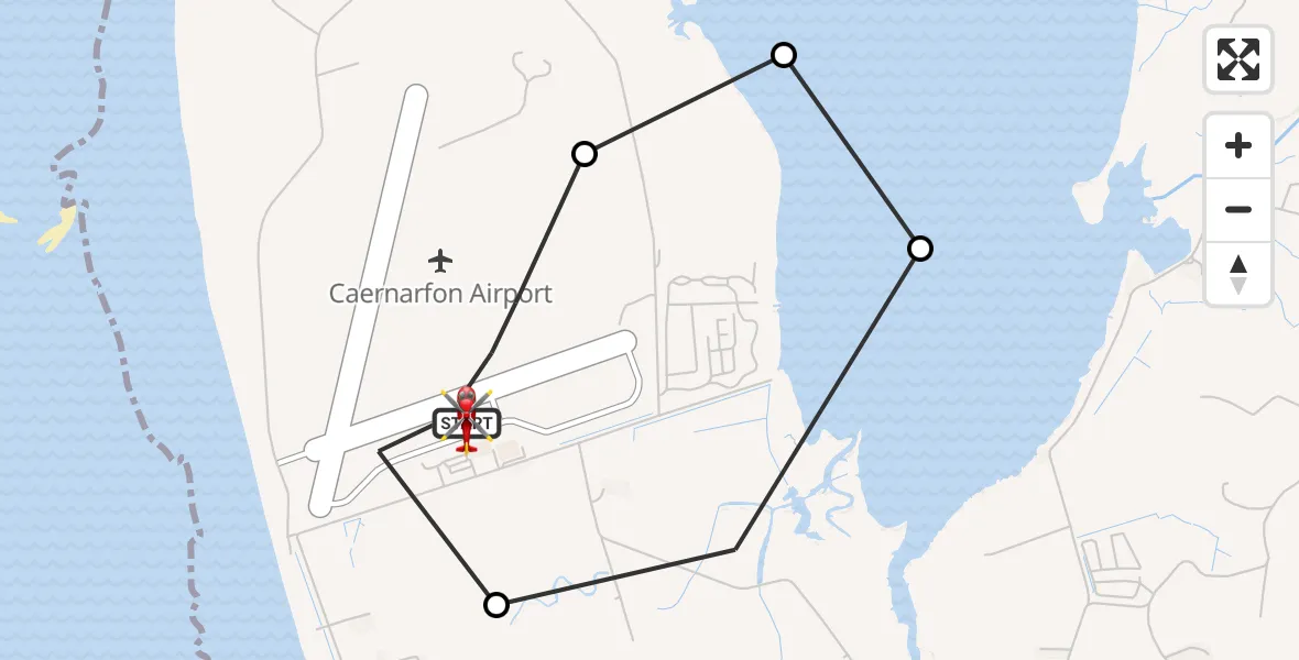 Flight route Air Ambulance Helicopter Caernarfon Airport - Caernarfon Airport, 02 June 2026, 11:26