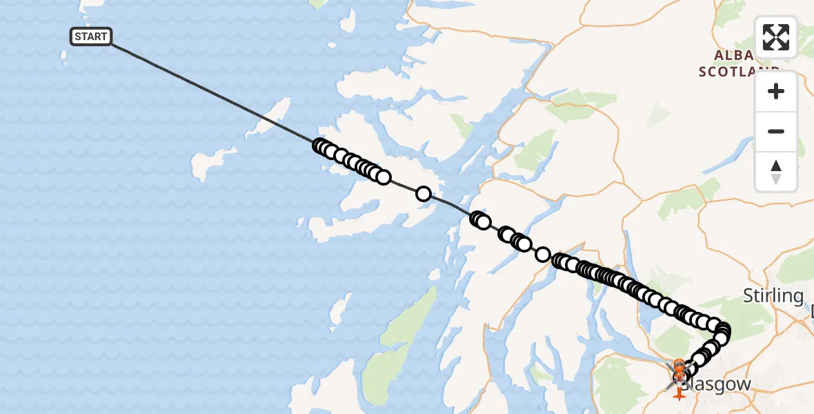 Flight route Coastguard Helicopter Inner Seas - Glasgow Airport, 02 June 2026, 12:04