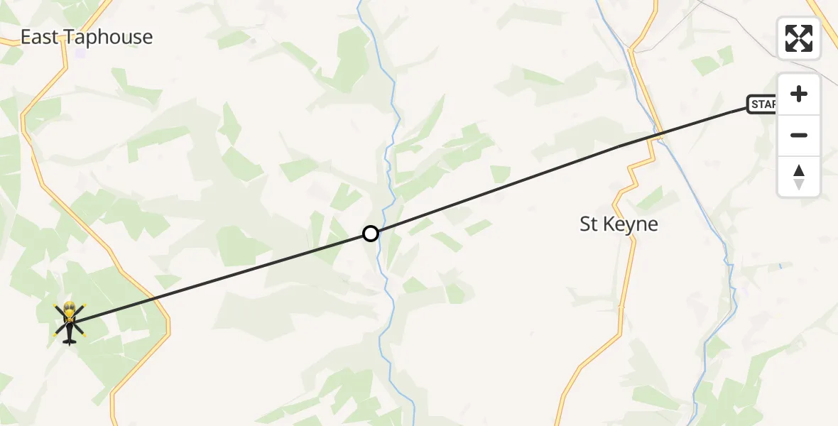 Flight route Police Helicopter St. Keyne and Trewidland - Lanreath, 02 June 2026, 13:28