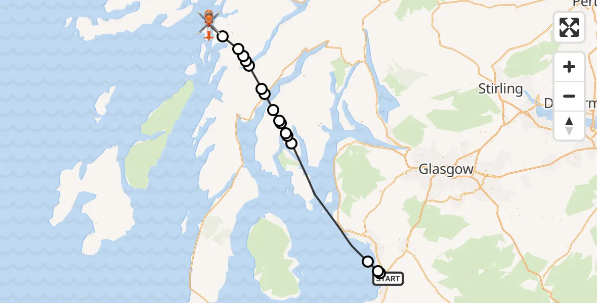 Flight route Coastguard Helicopter Glasgow Prestwick Airport - Inner Seas, 02 June 2026, 15:42