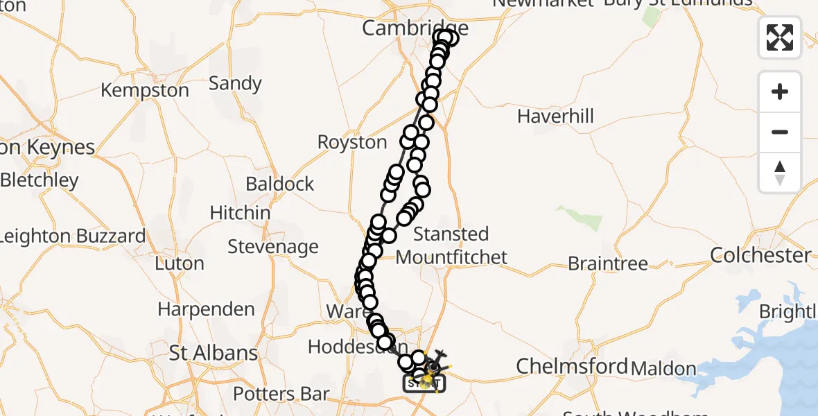 Flight route Police Helicopter North Weald Bassett - North Weald Airfield, 02 June 2026, 16:38