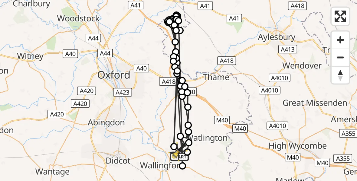 Flight route Police Helicopter Benson - Ewelme, 02 June 2026, 17:04