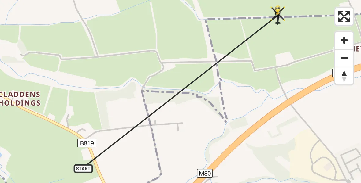 Flight route Police Helicopter Lenzie - Moodiesburn, 02 June 2026, 20:01