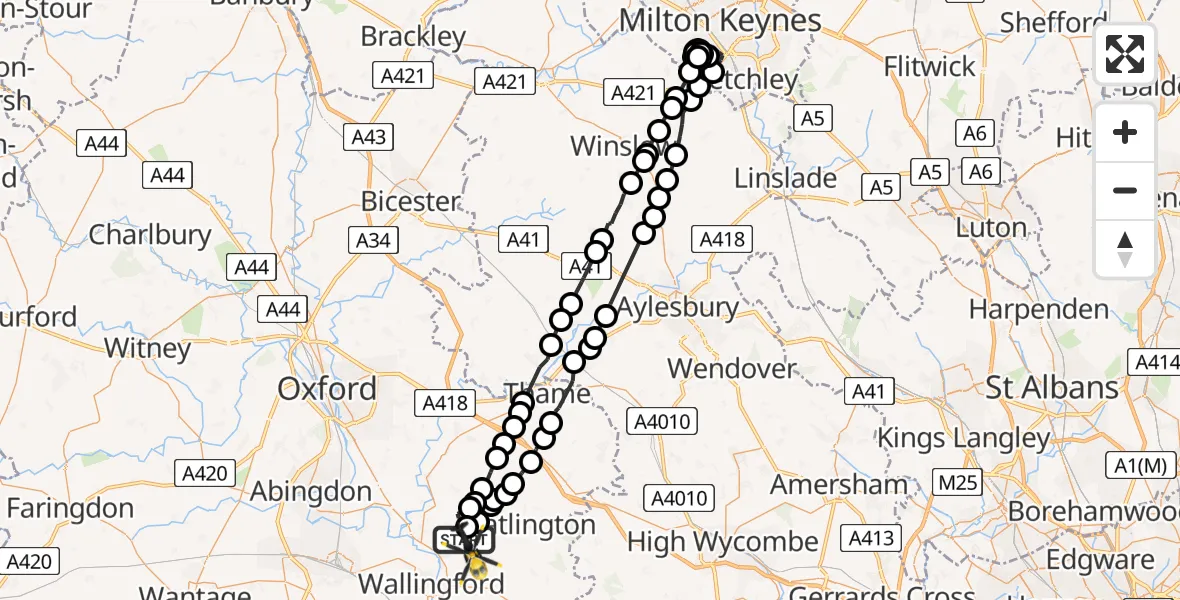 Flight route Police Helicopter Ewelme - Ewelme, 02 June 2026, 20:12