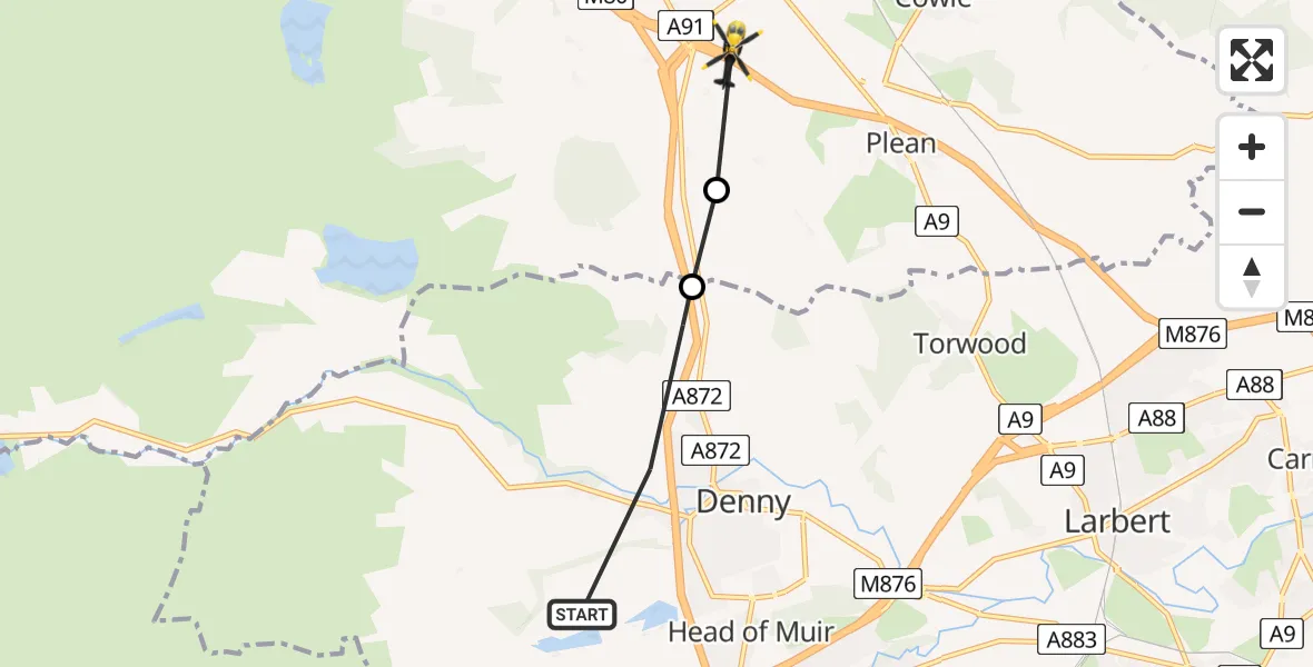 Flight route Police Helicopter Falkirk - Plean, 02 June 2026, 21:33