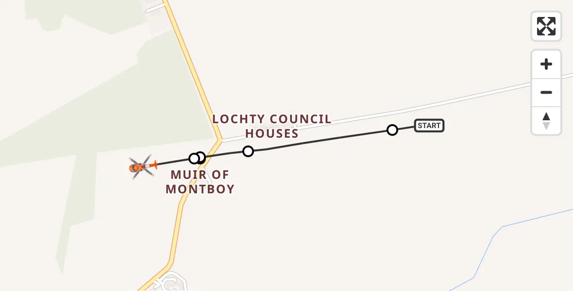 Flight route Coastguard Helicopter Lochty Council Houses - Kirkton of Menmuir, 03 June 2026, 04:12