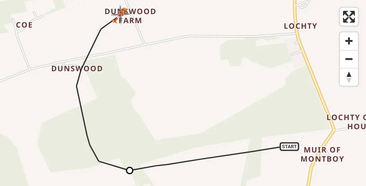 Flight route Coastguard Helicopter Kirkton of Menmuir - Balhall, 03 June 2026, 04:15