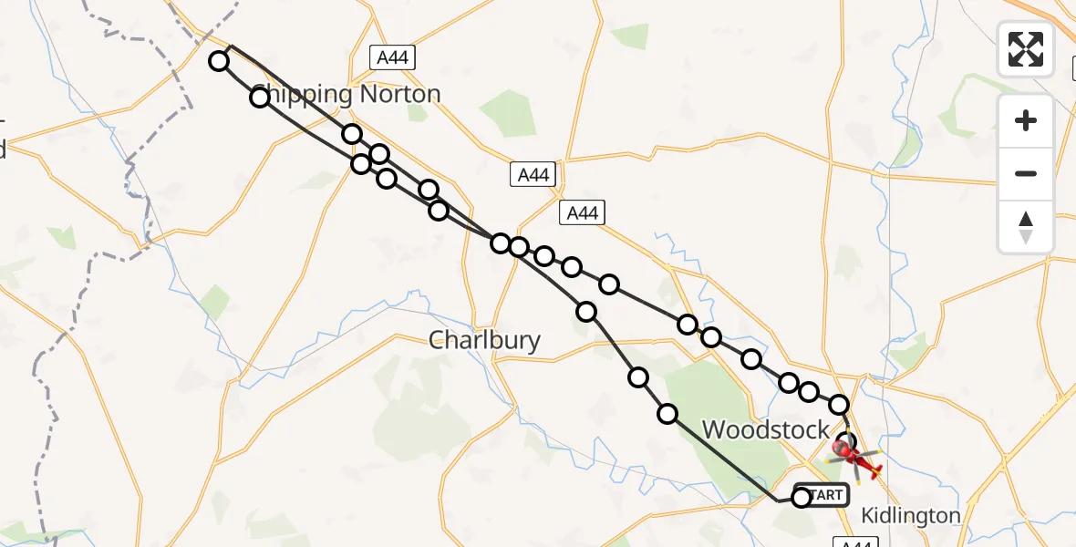 Flight route Air Ambulance Helicopter London Oxford Airport - London Oxford Airport, 03 June 2026, 07:57