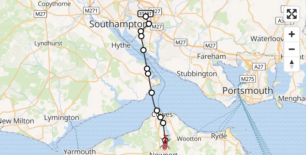 Flight route Air Ambulance Helicopter Harefield - Newport, 03 June 2026, 08:39