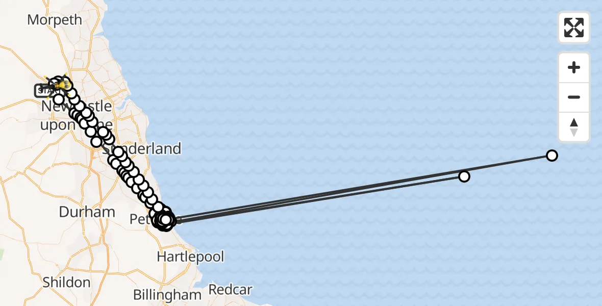 Flight route Police Helicopter Callerton - Woolsington, 03 June 2026, 10:44