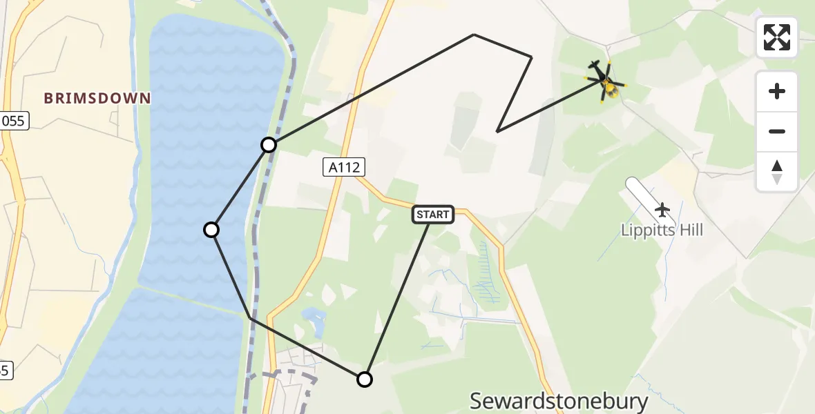 Flight route Police Helicopter Sewardstonebury - Sewardstonebury, 03 June 2026, 11:04