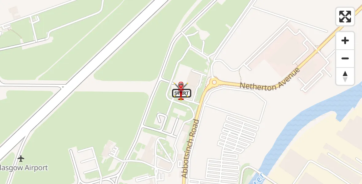 Flight route Air Ambulance Helicopter Glasgow Airport - Glasgow Airport, 03 June 2026, 11:28