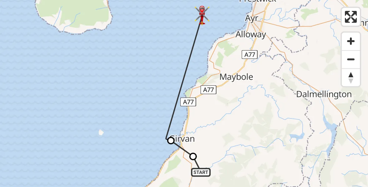 Flight route Air Ambulance Helicopter Barr - Inner Seas, 03 June 2026, 11:32