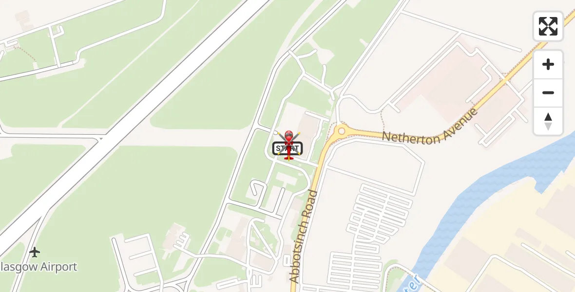 Flight route Air Ambulance Helicopter Glasgow Airport - Glasgow Airport, 03 June 2026, 11:33