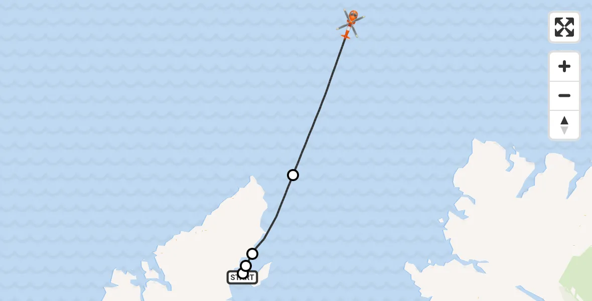 Flight route Coastguard Helicopter Stornoway Airport - North Atlantic Ocean, 03 June 2026, 11:33