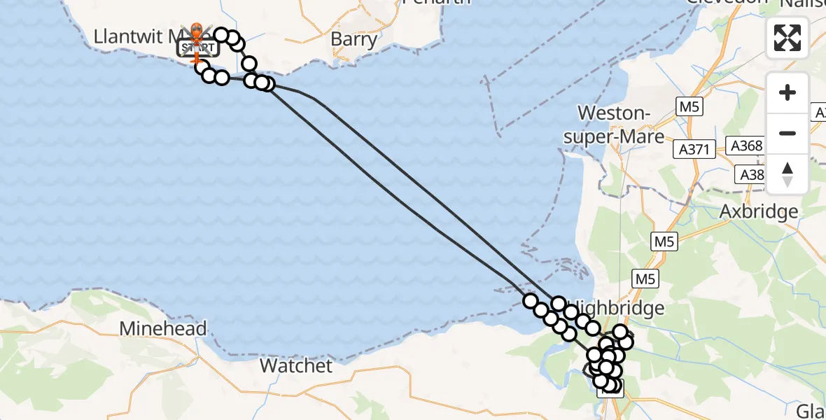 Flight route Coastguard Helicopter MOD St Athan - MOD St Athan, 03 June 2026, 12:12