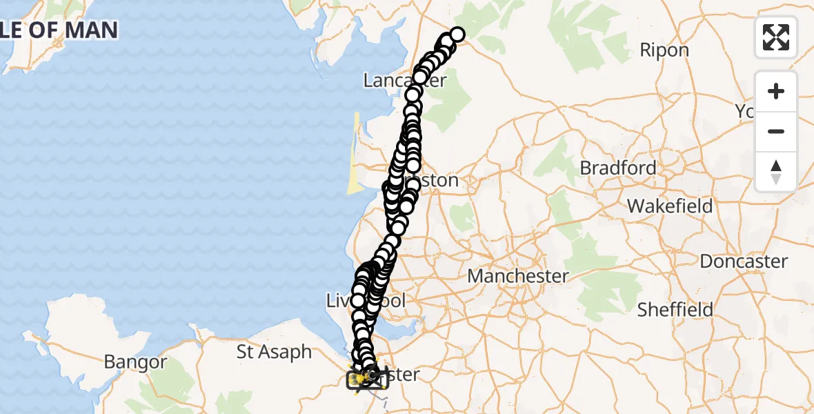 Flight route Police Helicopter Hawarden Airport - Hawarden Airport, 03 June 2026, 13:41