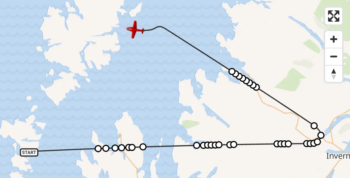 Flight route Air Ambulance Aircraft Inner Seas - Inner Seas, 03 June 2026, 13:45
