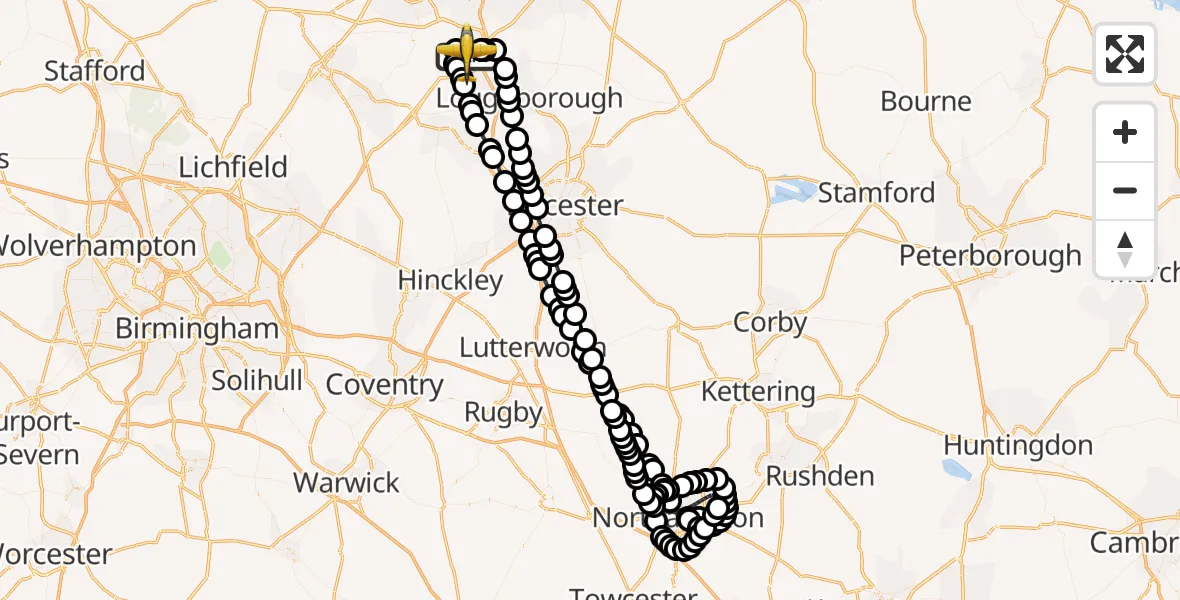 Flight route Police Aircraft East Midlands Airport - East Midlands Airport, 03 June 2026, 15:44