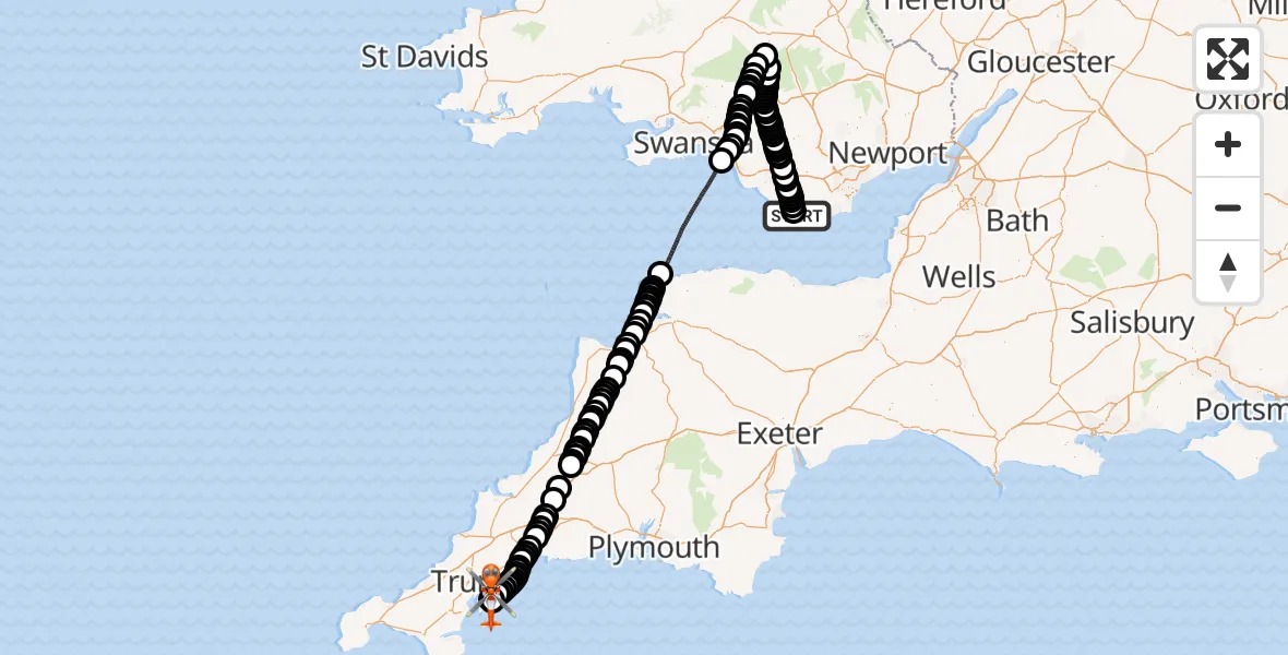 Flight route Coastguard Helicopter MOD St Athan - Veryan, 03 June 2026, 15:49